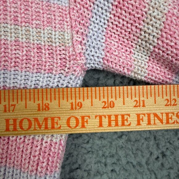 Gap Pastel Rainbow Stripe Chunky Knit V Neck Button Up Cardigan Sweater Small - Picture 8 of 8